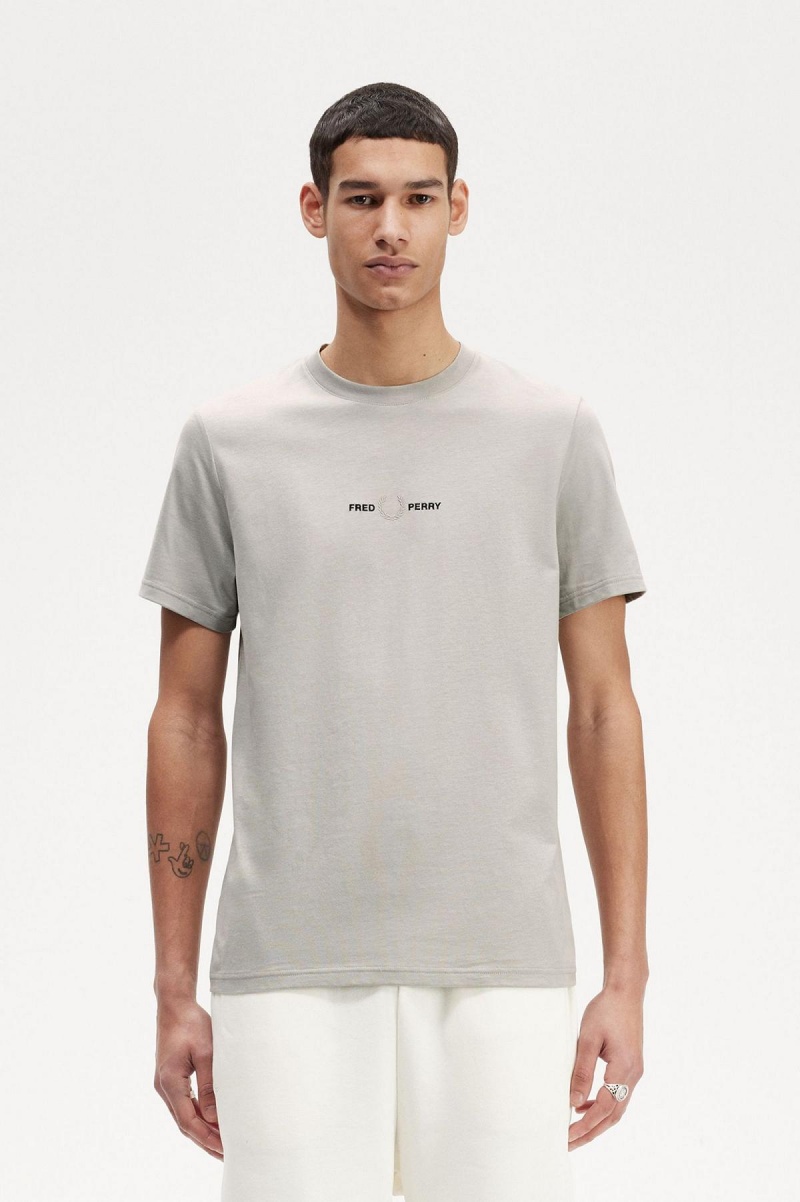 T Shirts Fred Perry Embroidered Homme Limestone | EFRHC11797