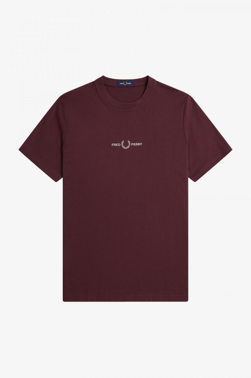 T Shirts Fred Perry Embroidered Homme Oxblood | FFRHY46188