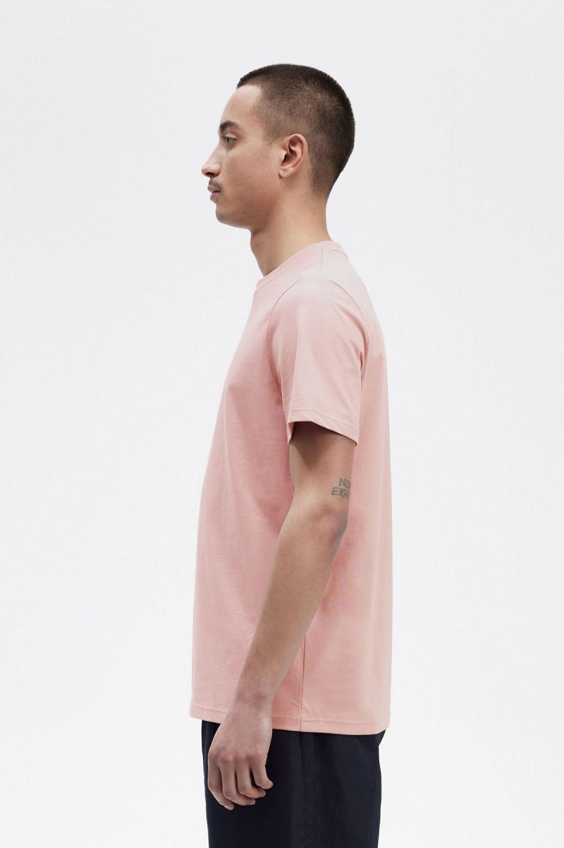 T Shirts Fred Perry Embroidered Homme Rose Rose | FFRUI61234