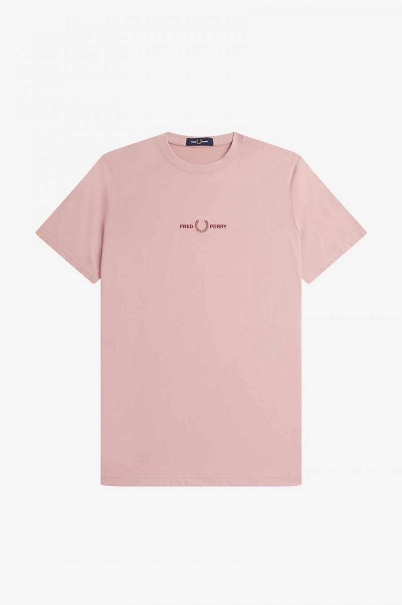 T Shirts Fred Perry Embroidered Homme Rose Rose | FFRUI61234