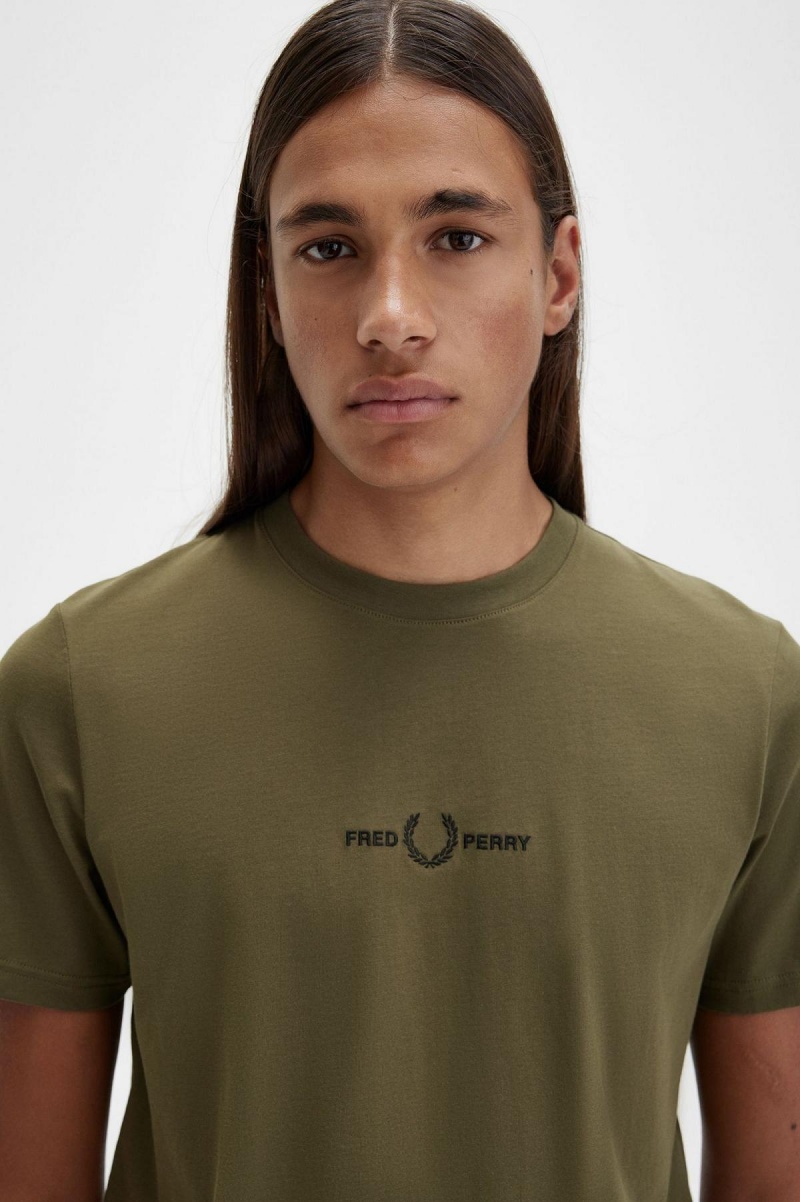 T Shirts Fred Perry Embroidered Homme Vert | LFRTR87147