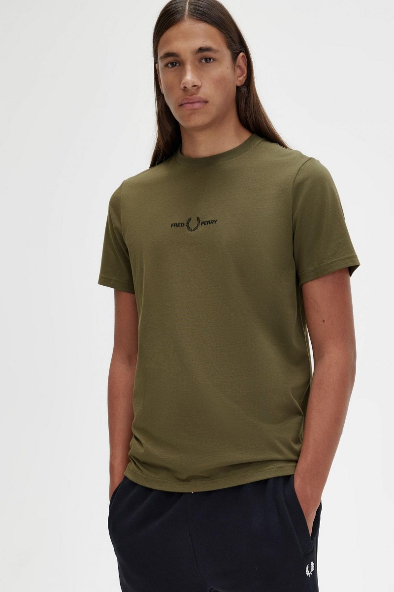 T Shirts Fred Perry Embroidered Homme Vert | LFRTR87147