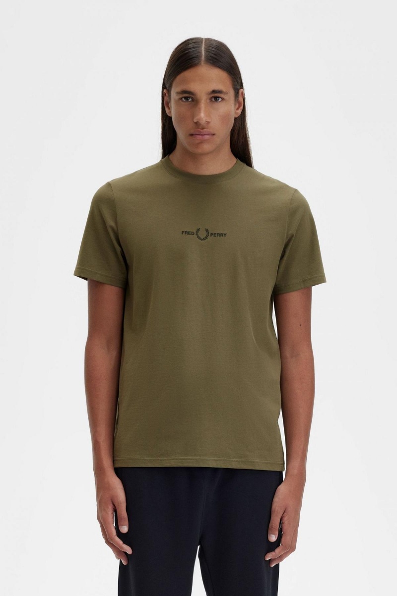 T Shirts Fred Perry Embroidered Homme Vert | LFRTR87147