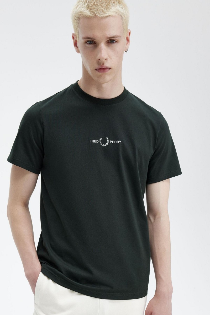 T Shirts Fred Perry Embroidered Homme Vert | QFRUV75285