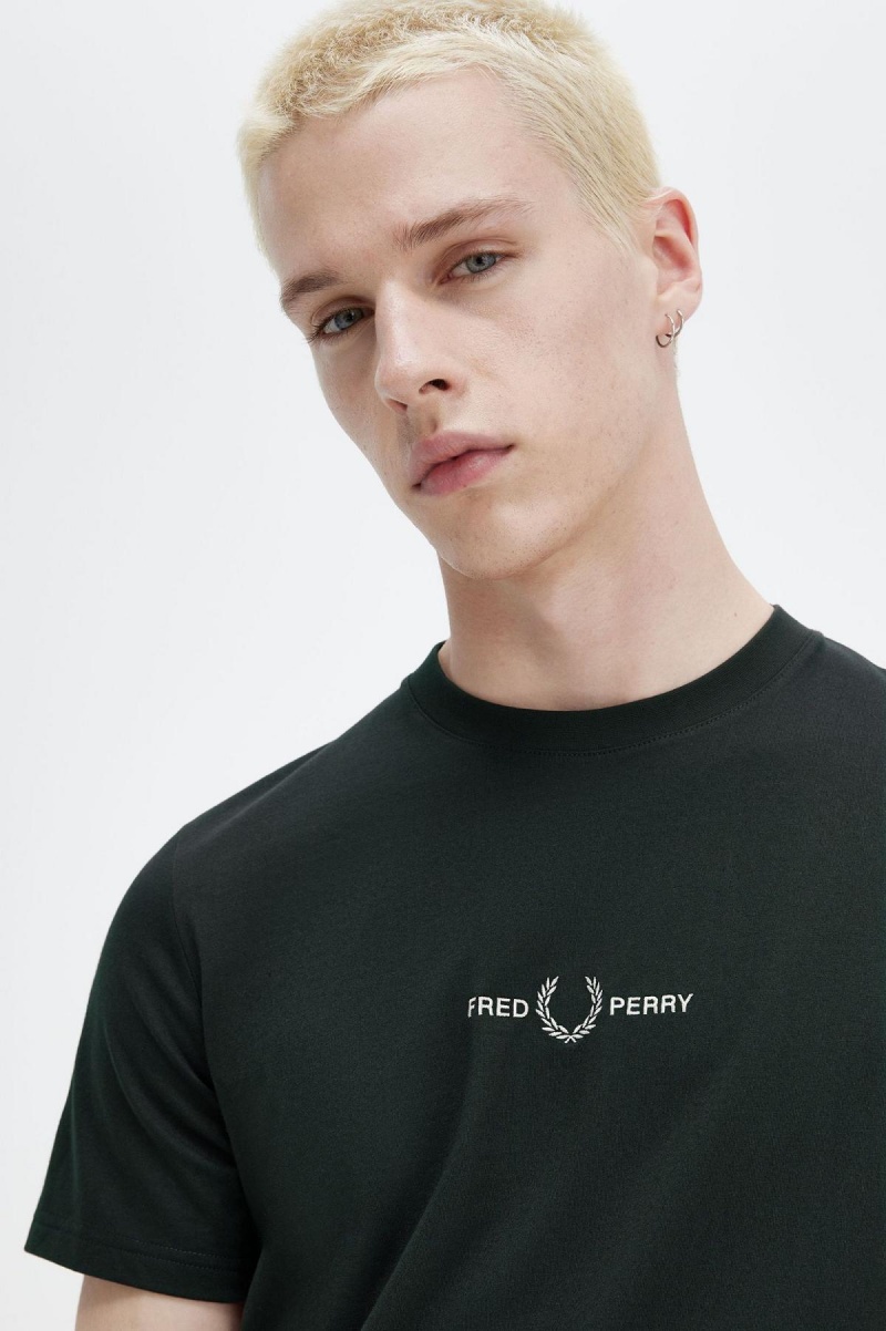 T Shirts Fred Perry Embroidered Homme Vert | QFRUV75285