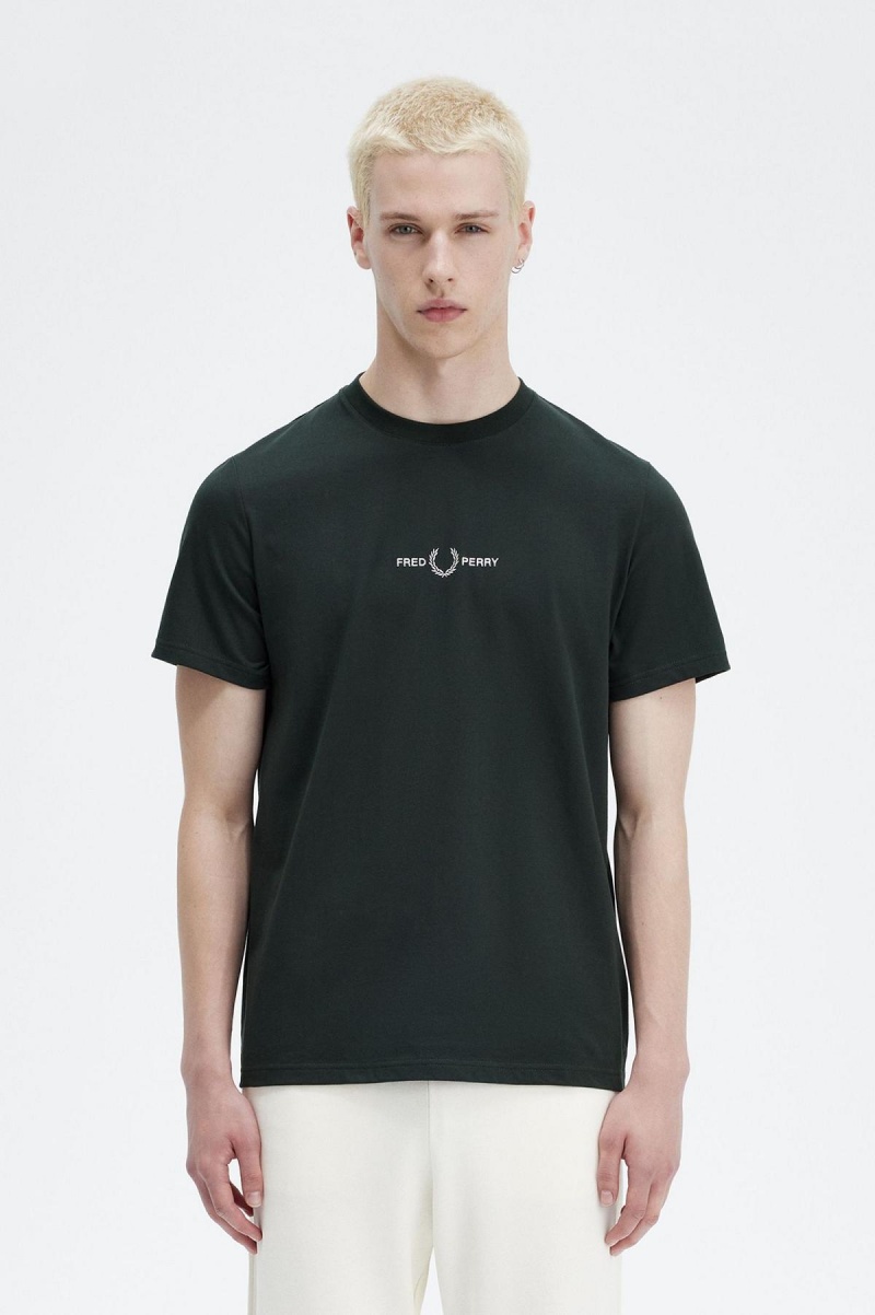 T Shirts Fred Perry Embroidered Homme Vert | QFRUV75285