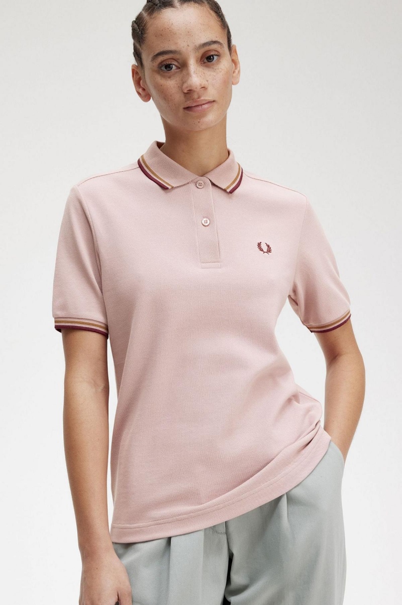 T Shirts Fred Perry G3600 Femme Rose Rose | EFRVG72112