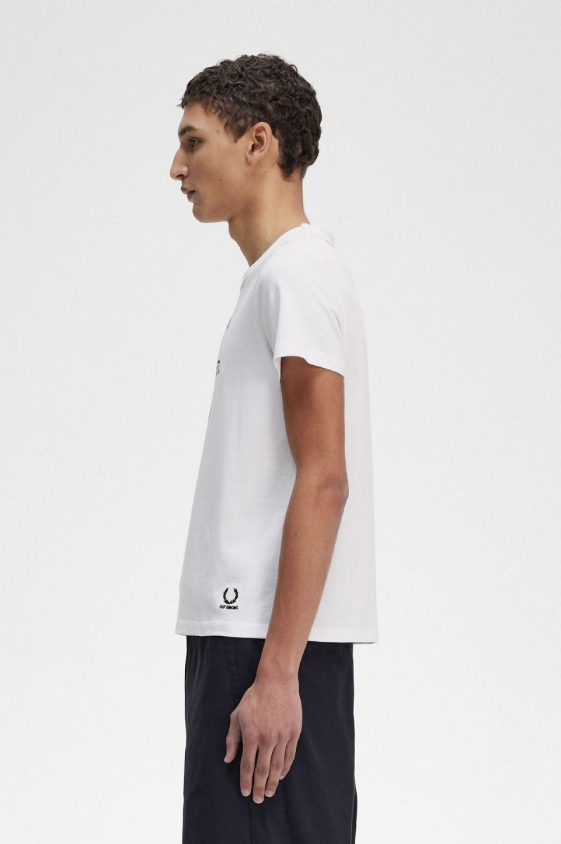 T Shirts Fred Perry Printed Slim-Fit Homme Blanche | ZFRMJ66510