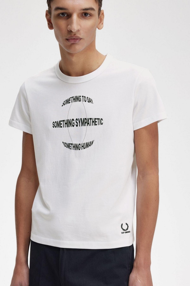 T Shirts Fred Perry Printed Slim-Fit Homme Blanche | ZFRMJ66510