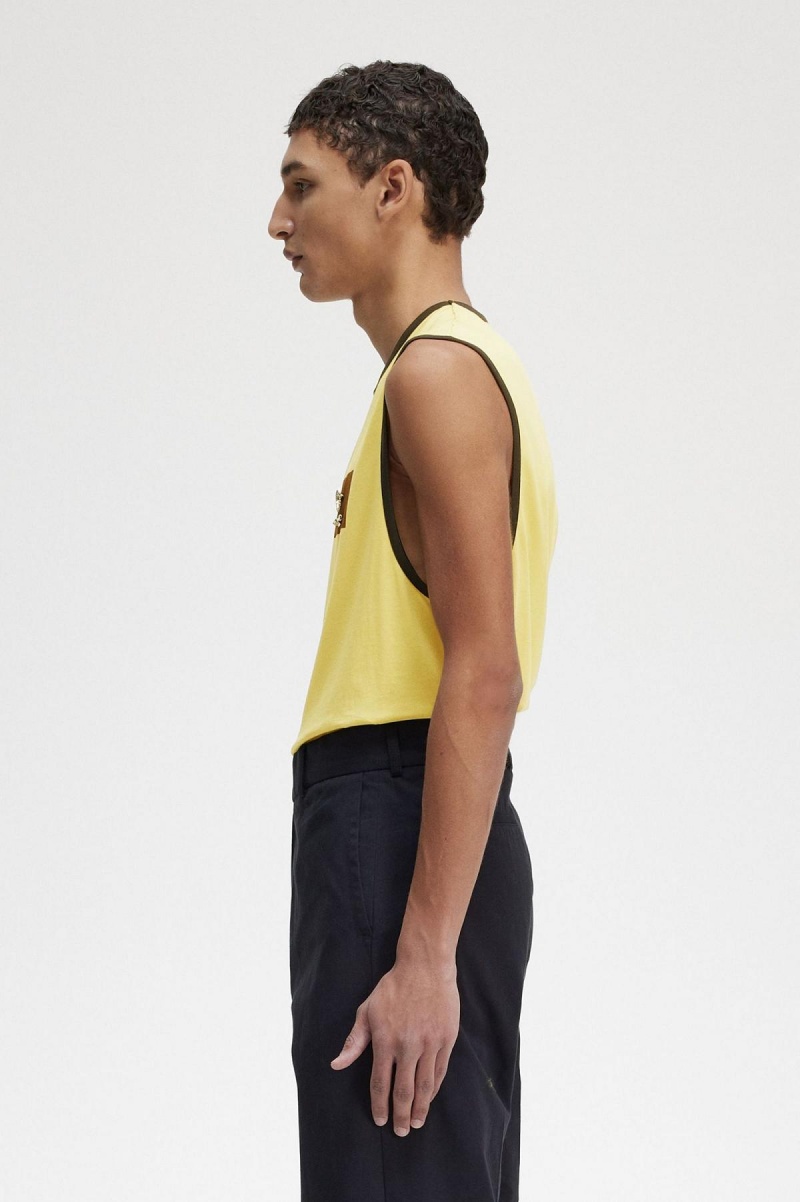 T Shirts Fred Perry Printed Vest Homme Dirty Lime | GFREC24673