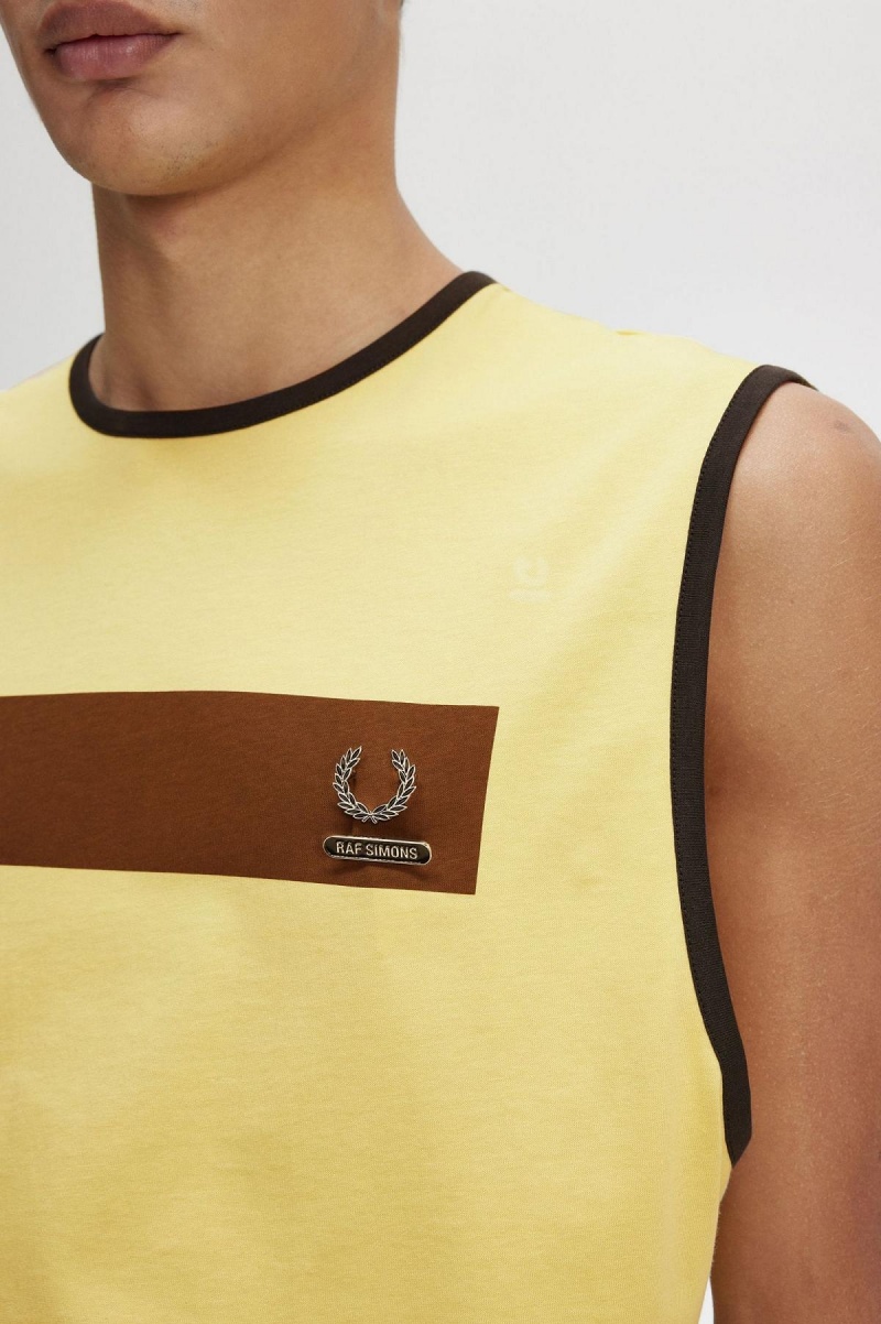 T Shirts Fred Perry Printed Vest Homme Dirty Lime | GFREC24673