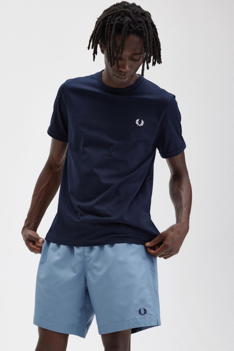 T Shirts Fred Perry Ringer Homme Bleu Marine | QFRUV21284