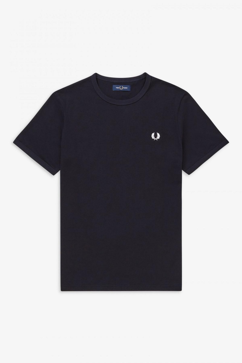 T Shirts Fred Perry Ringer Homme Bleu Marine | QFRUV21284