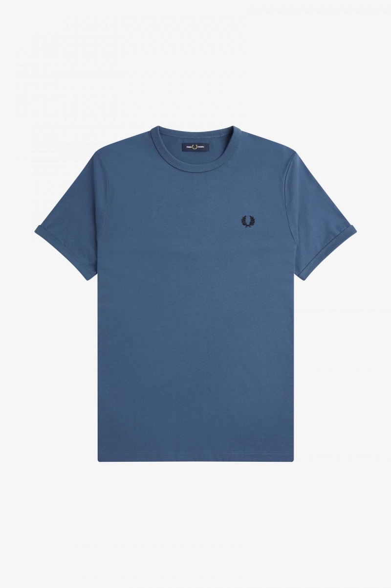 T Shirts Fred Perry Ringer Homme Bleu | UFRTG24100