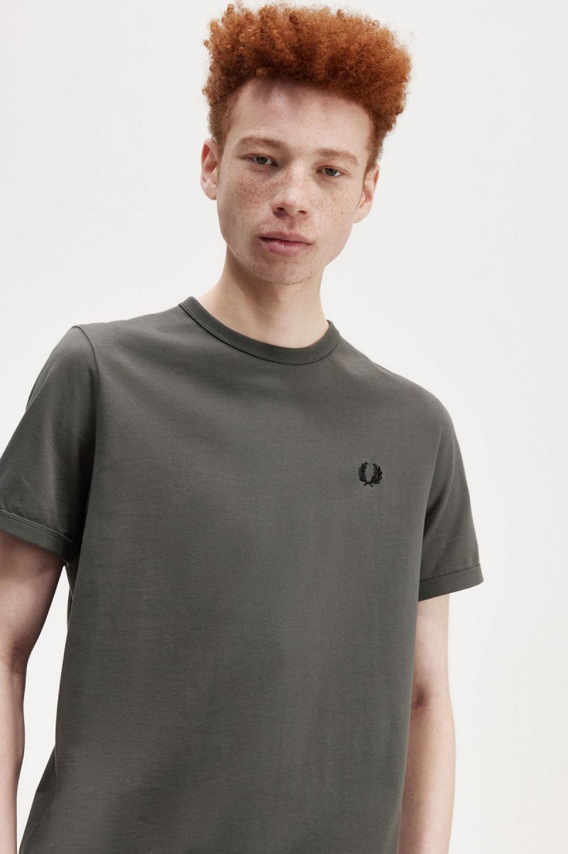 T Shirts Fred Perry Ringer Homme Vert | PFRER48753