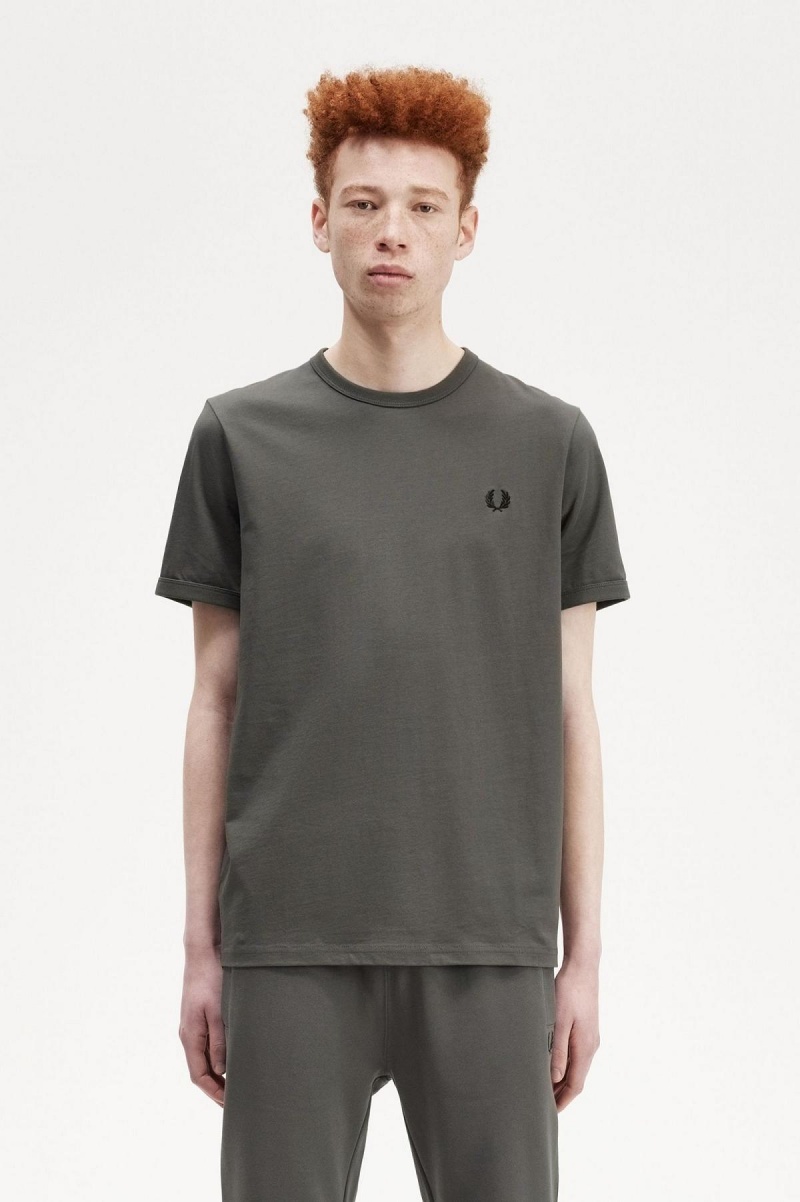 T Shirts Fred Perry Ringer Homme Vert | PFRER48753