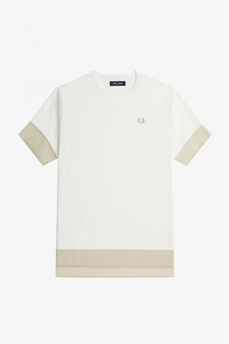 T Shirts Fred Perry Sheer Trim Piqué Femme Blanche | FRQAV29005