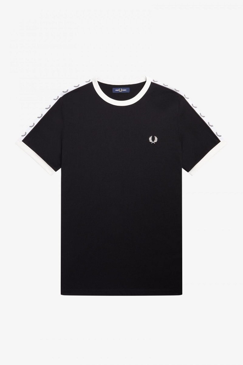 T Shirts Fred Perry Taped Ringer Homme Noir | ZFRMJ21456