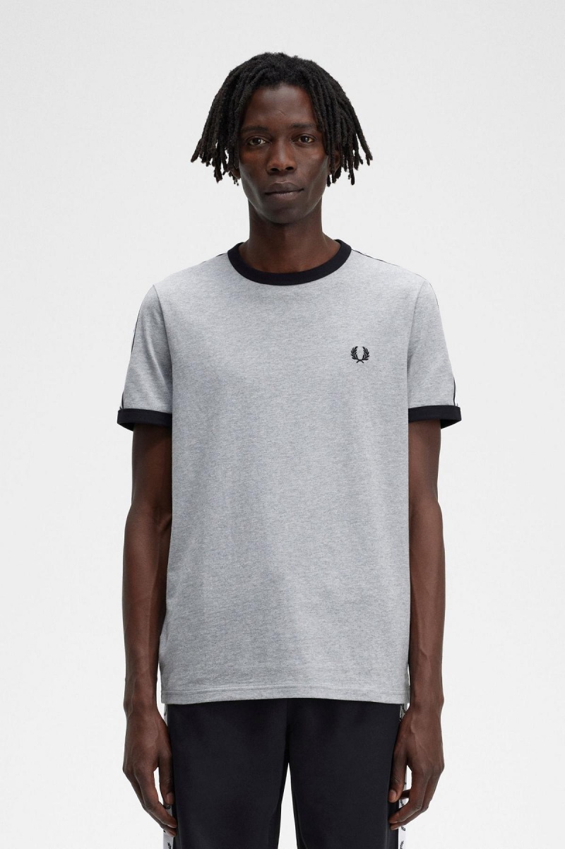 T Shirts Fred Perry Taped Ringer Homme Steel Marl | FRNEJ40817