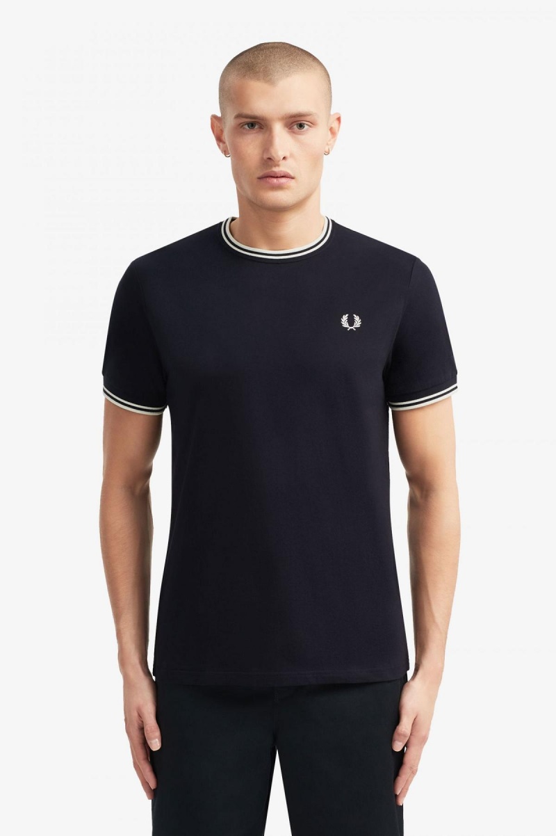 T Shirts Fred Perry Twin Tipped Homme Bleu Marine | YFRGT74412