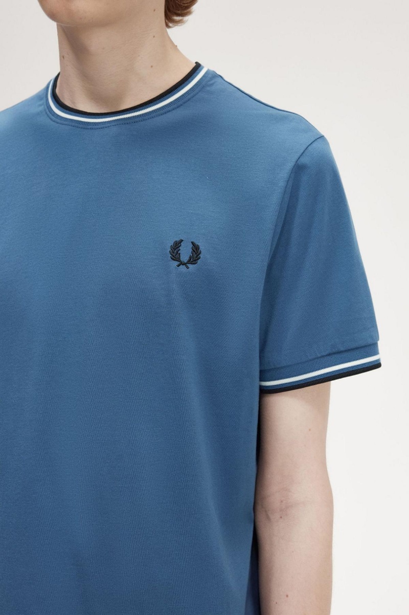 T Shirts Fred Perry Twin Tipped Homme Bleu | FRCIF30798