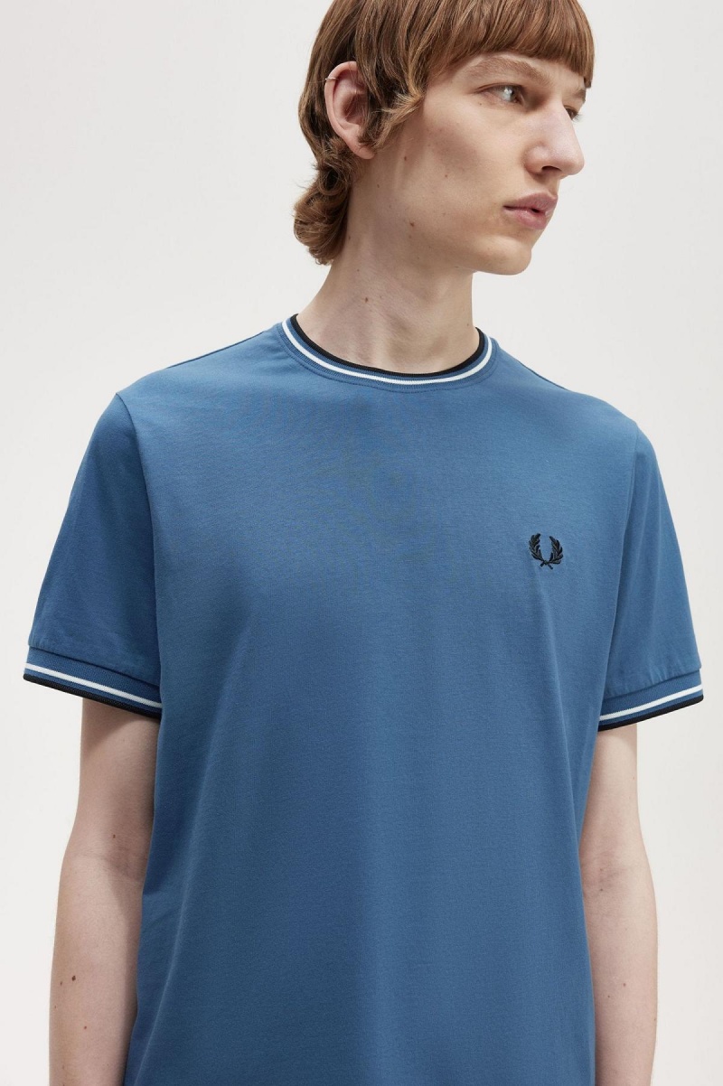 T Shirts Fred Perry Twin Tipped Homme Bleu | FRCIF30798