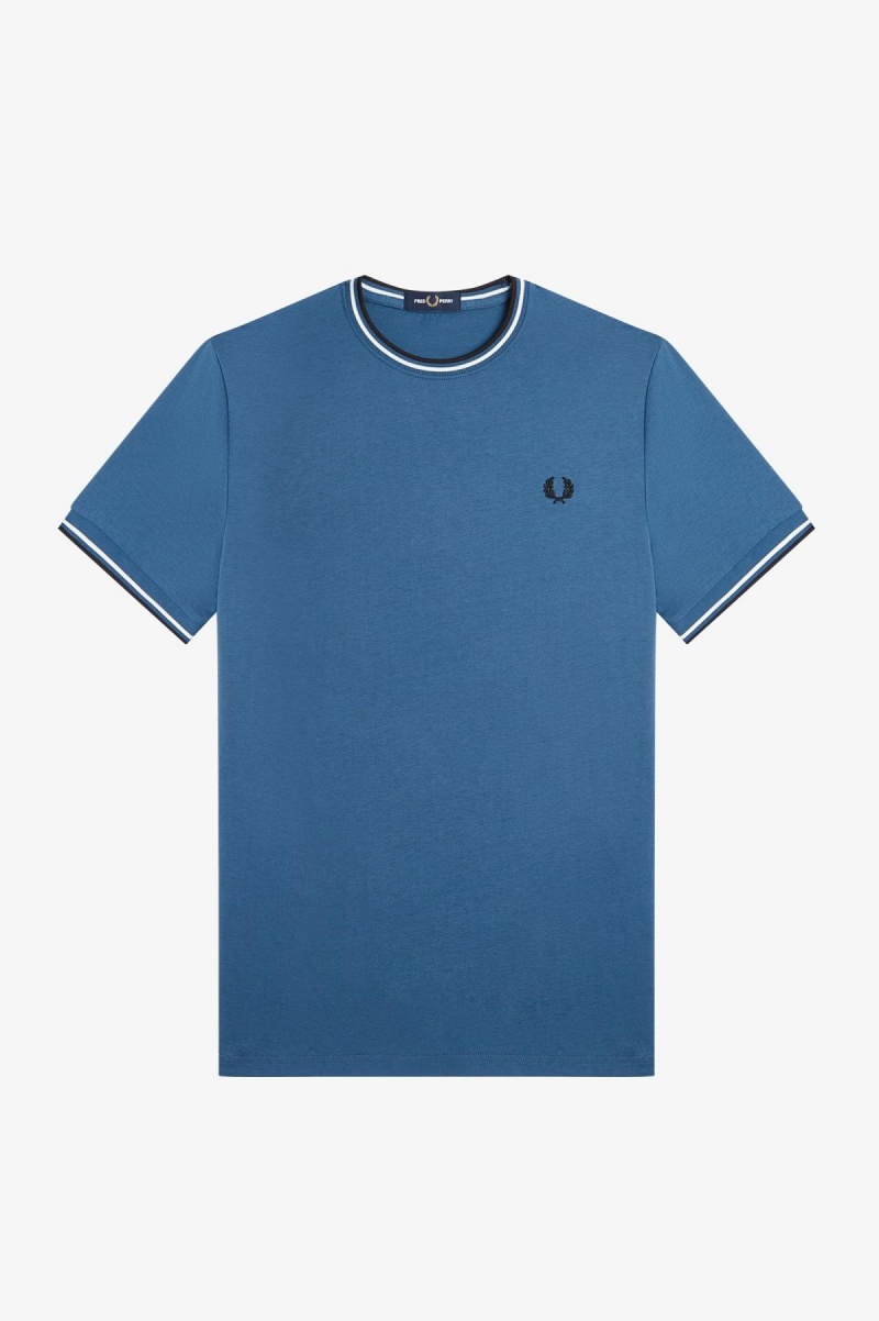 T Shirts Fred Perry Twin Tipped Homme Bleu | FRCIF30798