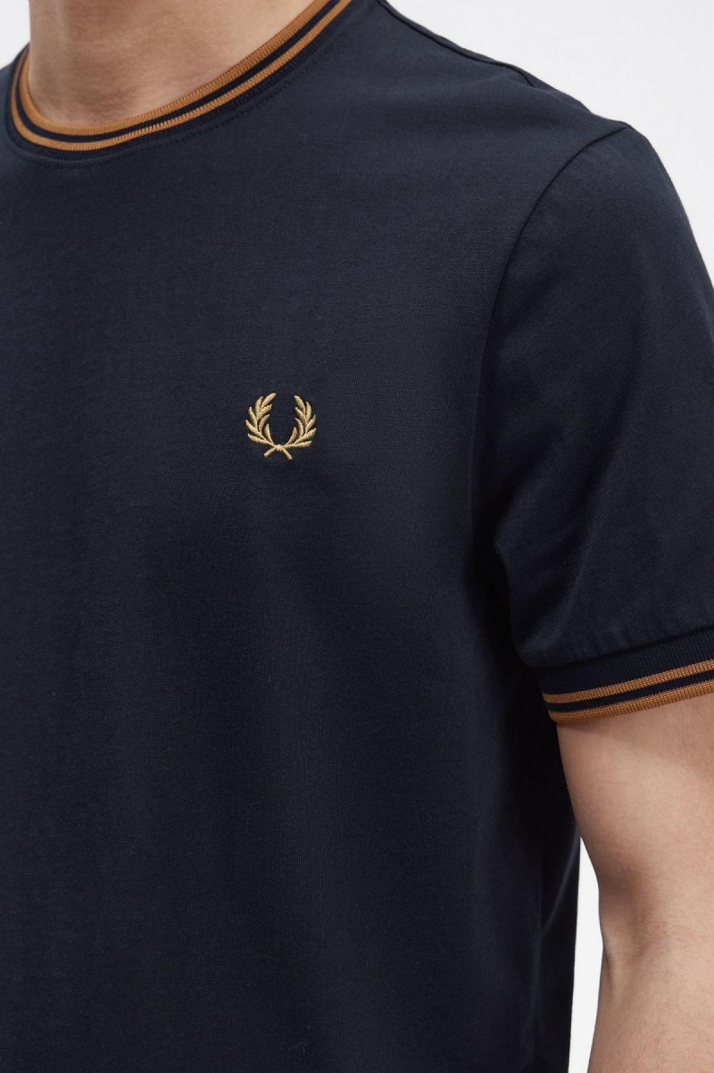 T Shirts Fred Perry Twin Tipped Homme Bleu Marine Noir | FRCIF27594