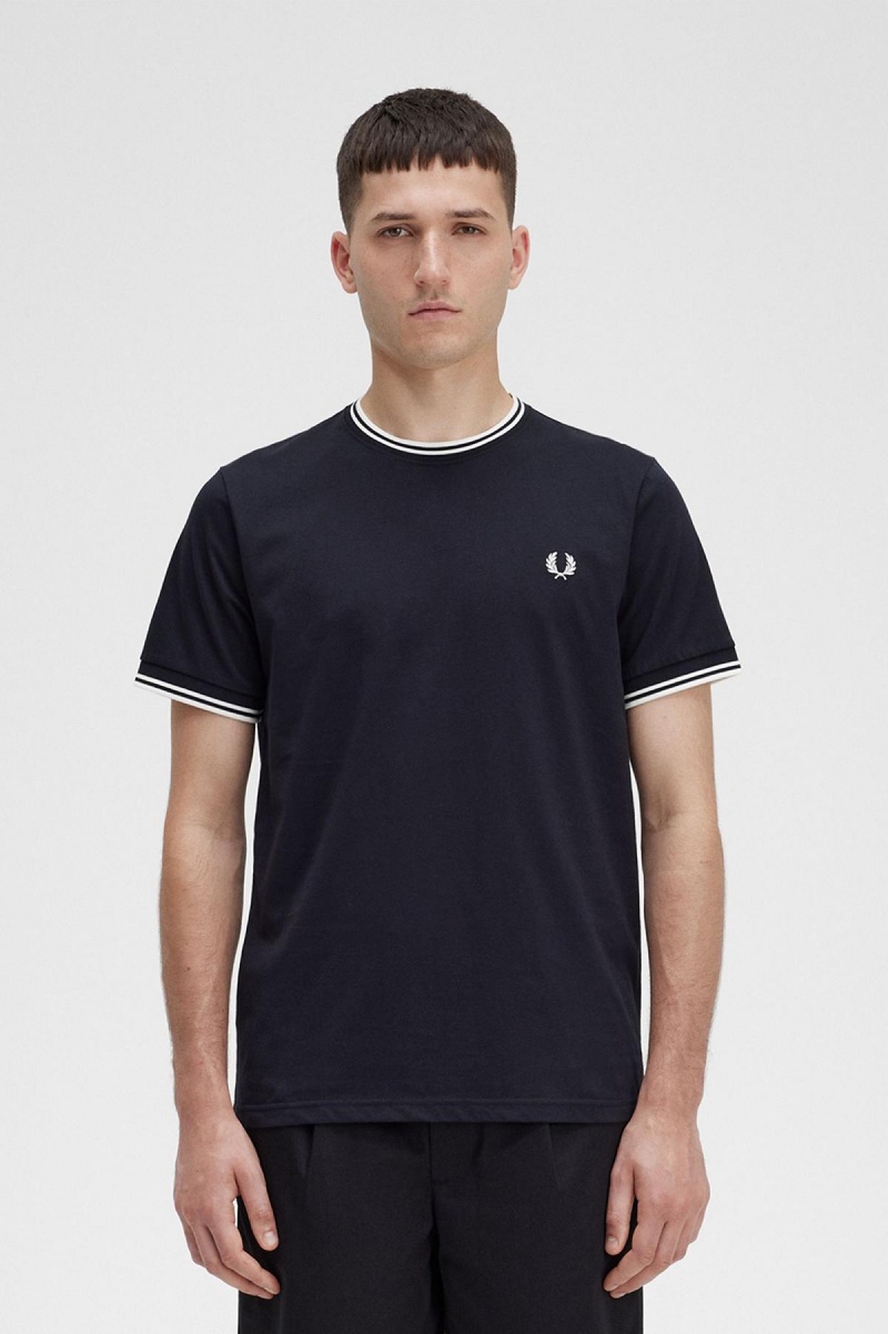 T Shirts Fred Perry Twin Tipped Homme Noir | QFRUV74722