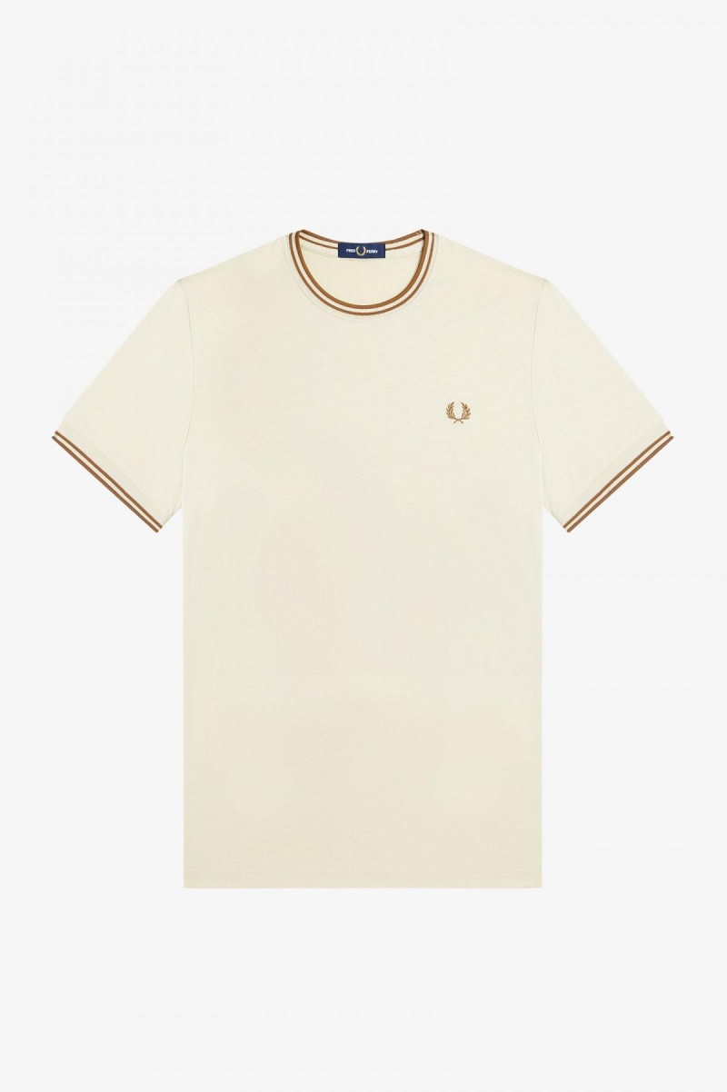 T Shirts Fred Perry Twin Tipped Homme Oatmeal | XFRBH63665