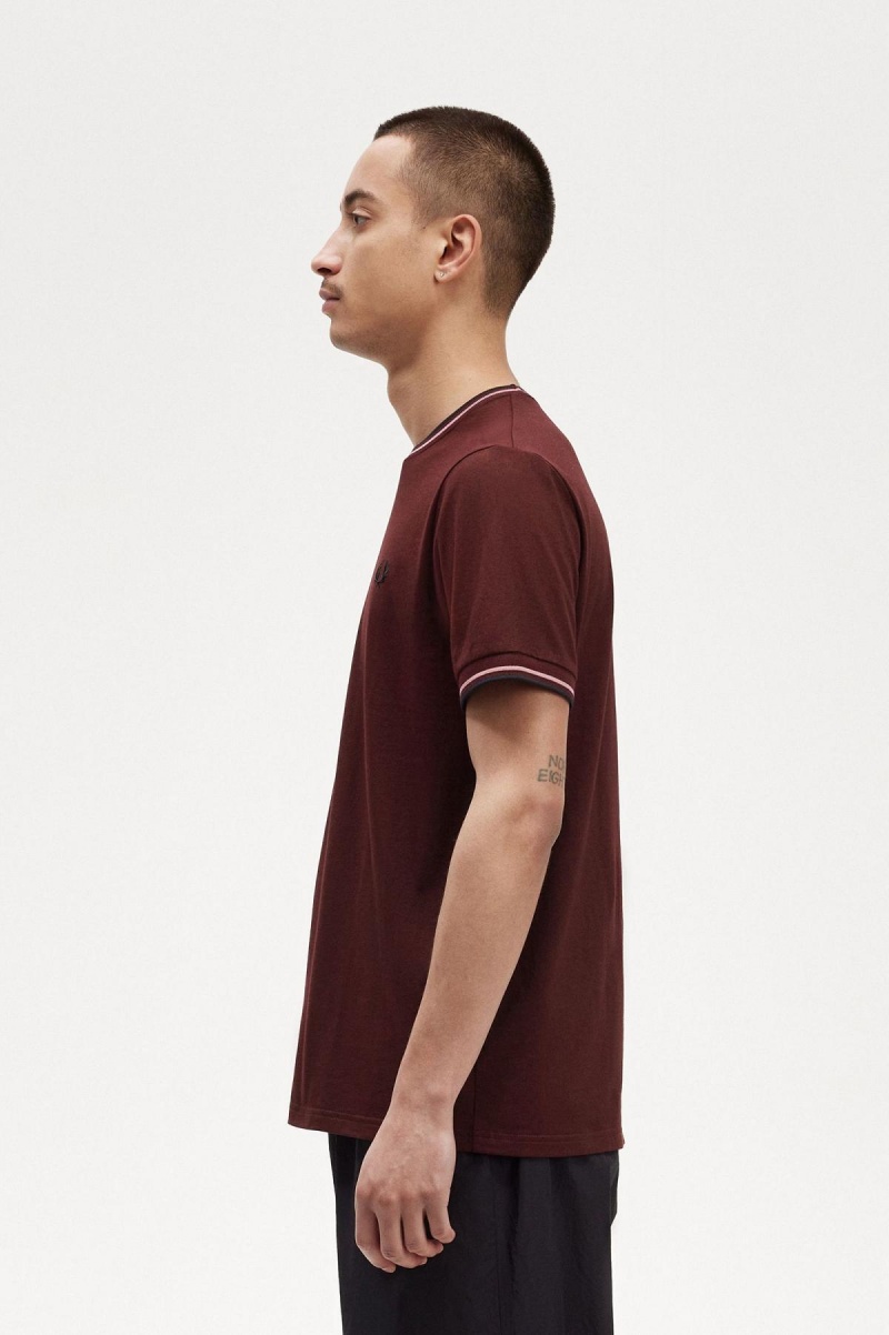 T Shirts Fred Perry Twin Tipped Homme Oxblood | FRJVR58541