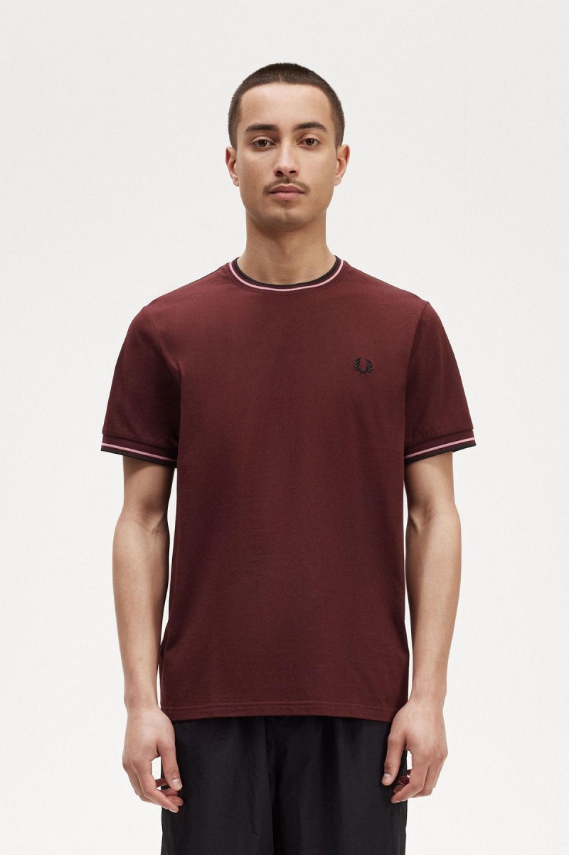 T Shirts Fred Perry Twin Tipped Homme Oxblood | FRJVR58541