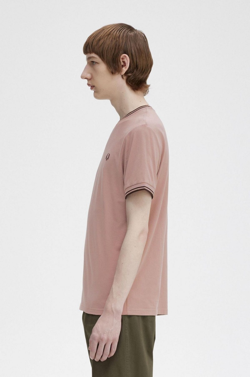 T Shirts Fred Perry Twin Tipped Homme Rose Foncé Marron | MFRHR82914