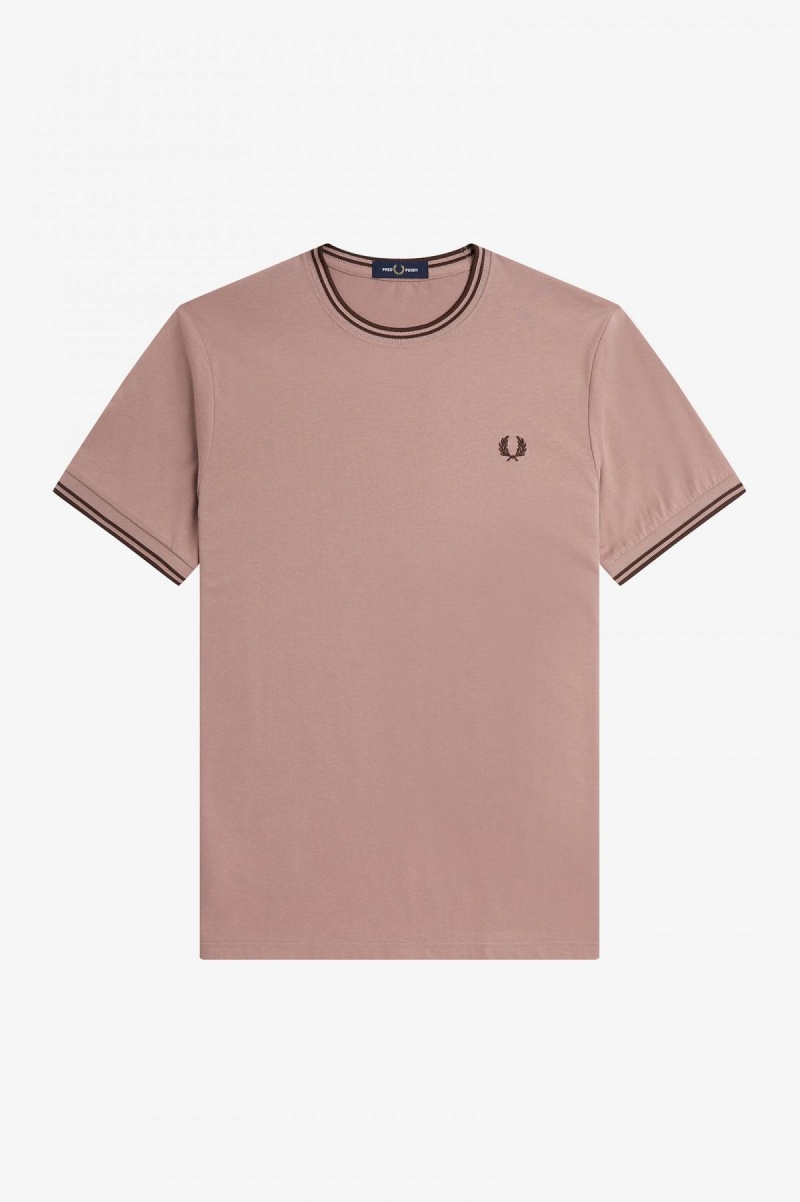 T Shirts Fred Perry Twin Tipped Homme Rose Foncé Marron | MFRHR82914