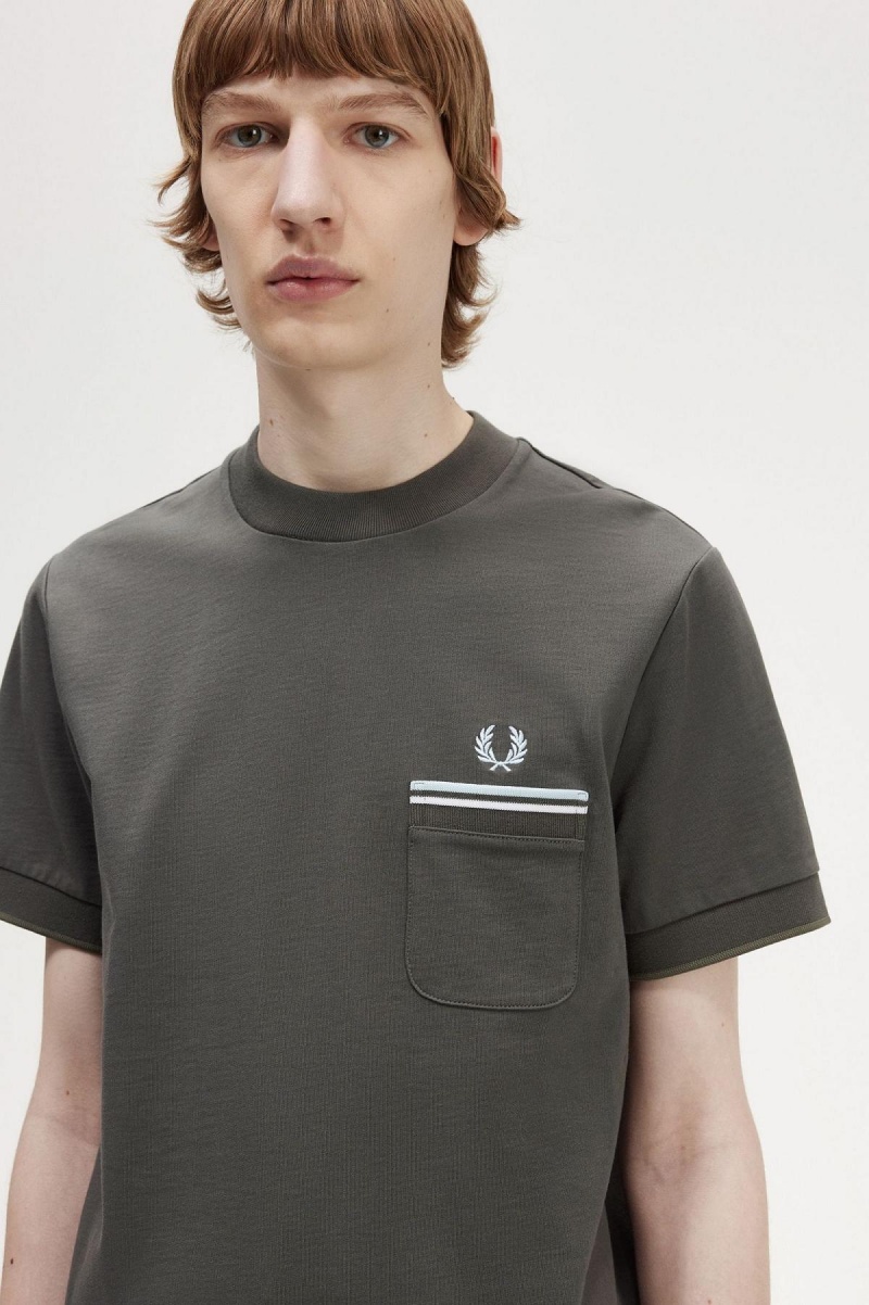 T Shirts Fred Perry Twin Tipped Pocket Homme Vert | BFRSO35416