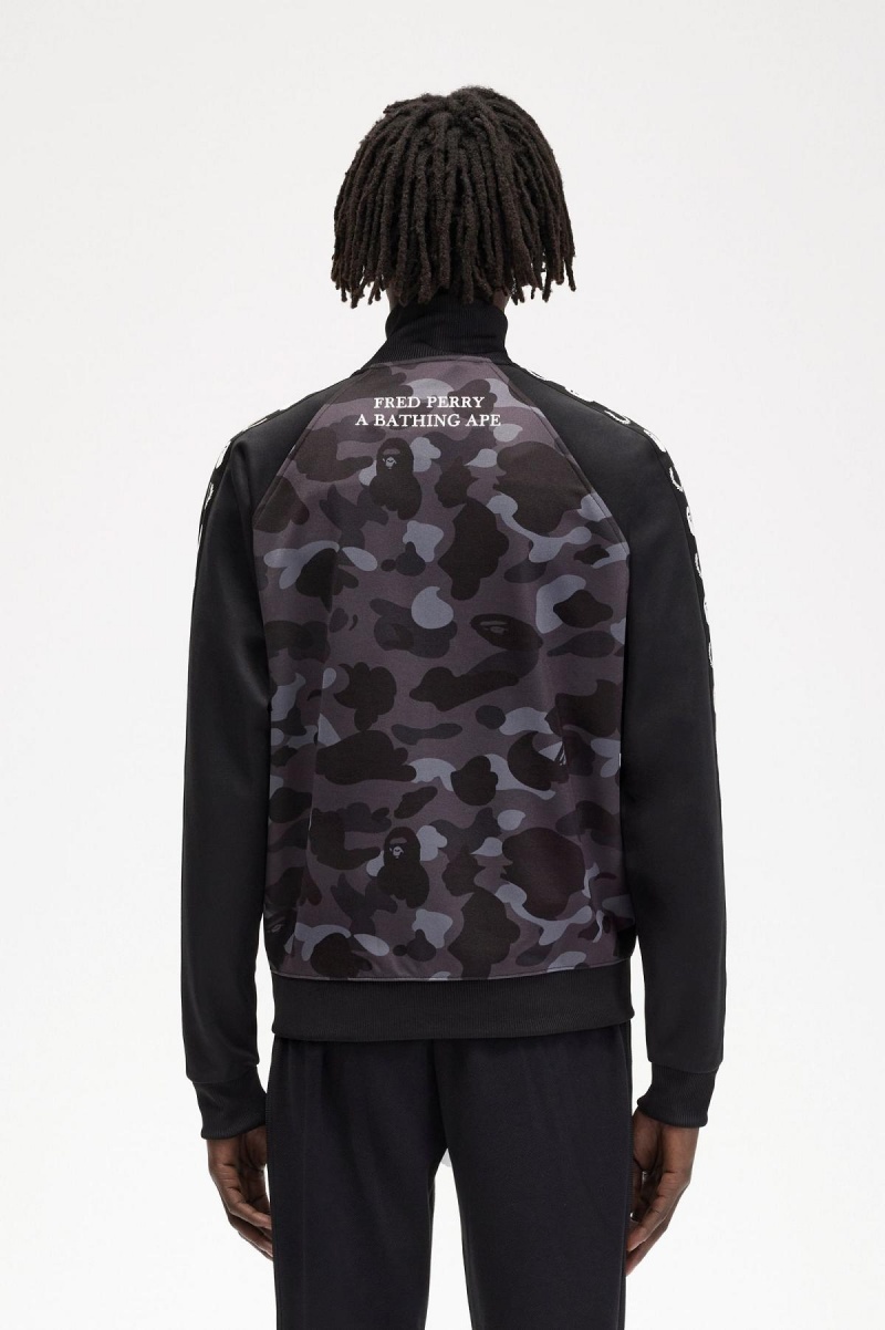 Veste de Survêtement Fred Perry Camouflage Panel Homme Noir | DFRVO96130