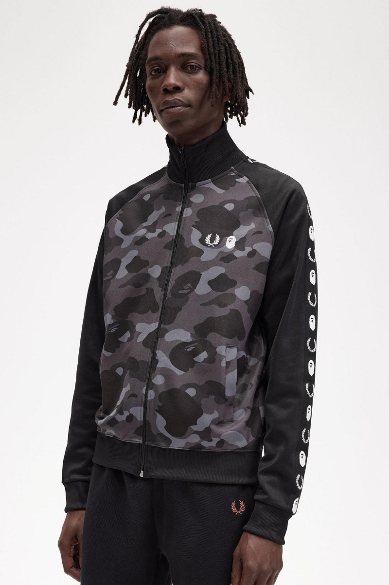 Veste de Survêtement Fred Perry Camouflage Panel Homme Noir | DFRVO96130