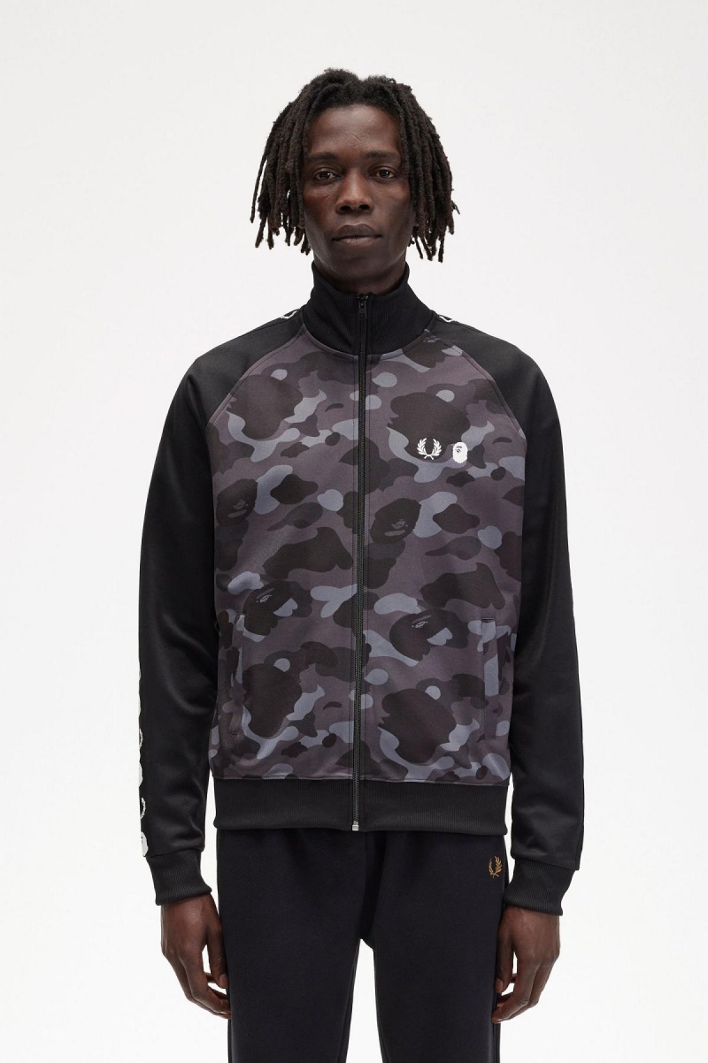 Veste de Survêtement Fred Perry Camouflage Panel Homme Noir | DFRVO96130