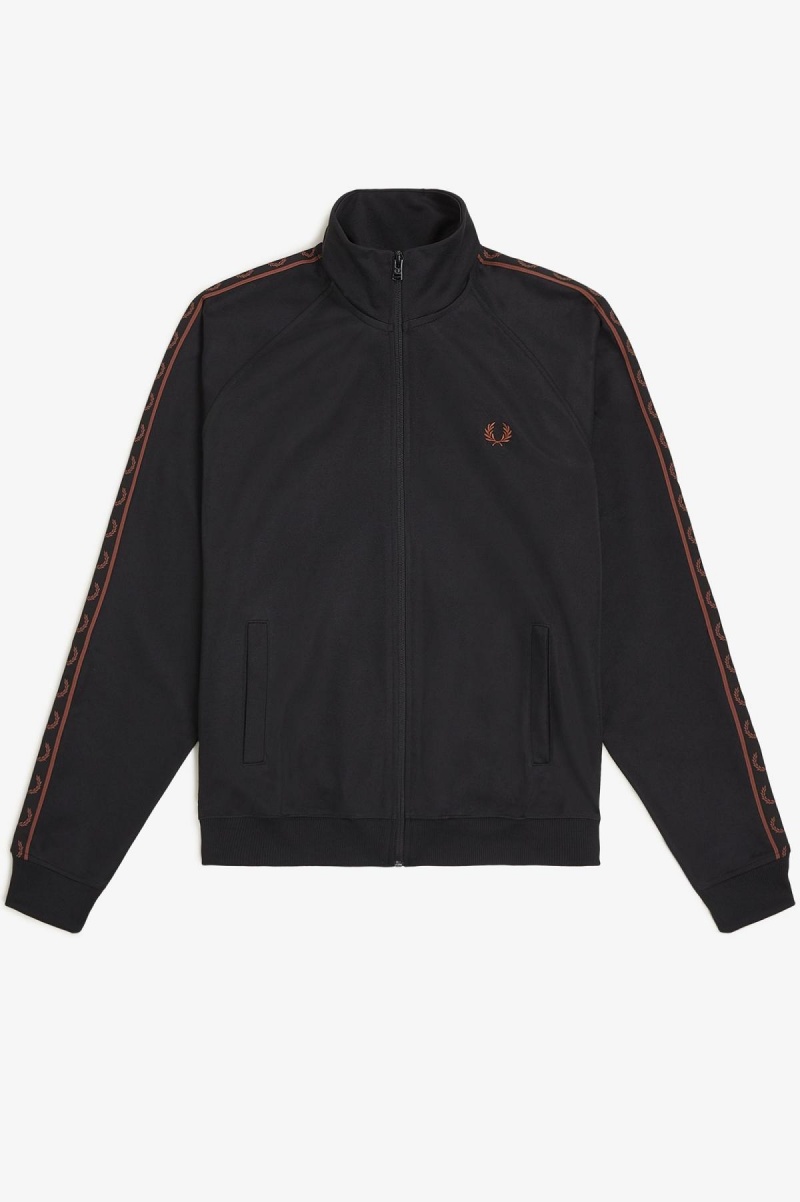 Veste de Survêtement Fred Perry Contrast Tape Homme Noir Marron | QFRWA52022