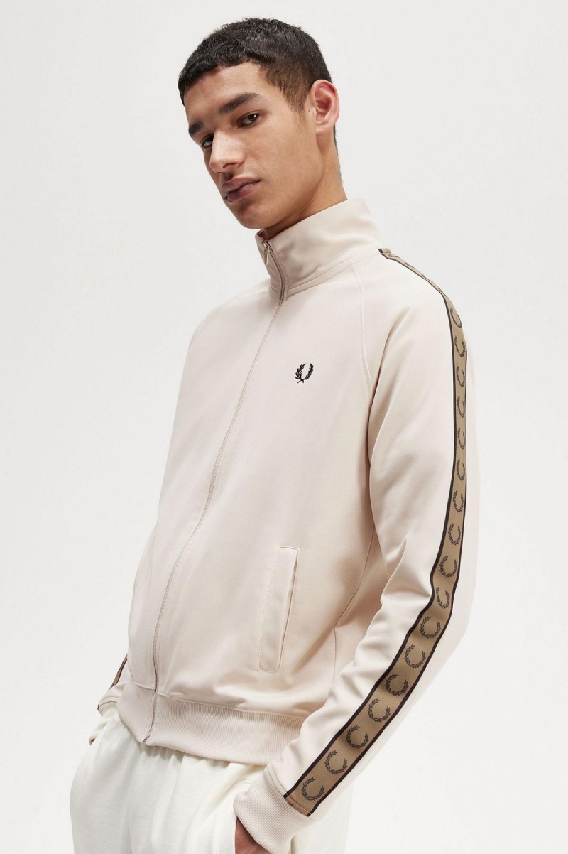 Veste de Survêtement Fred Perry Contrast Tape Homme Oatmeal / Shaded Stone | UFRTG41227