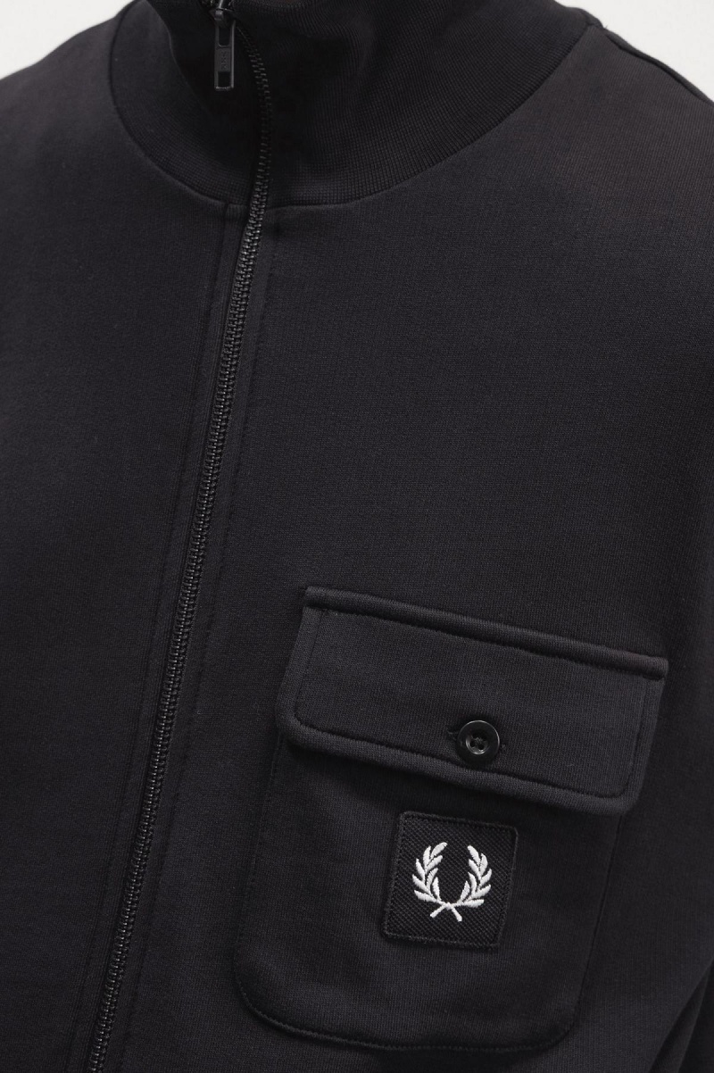 Veste de Survêtement Fred Perry Funnel Neck Homme Noir | MFRHR72771