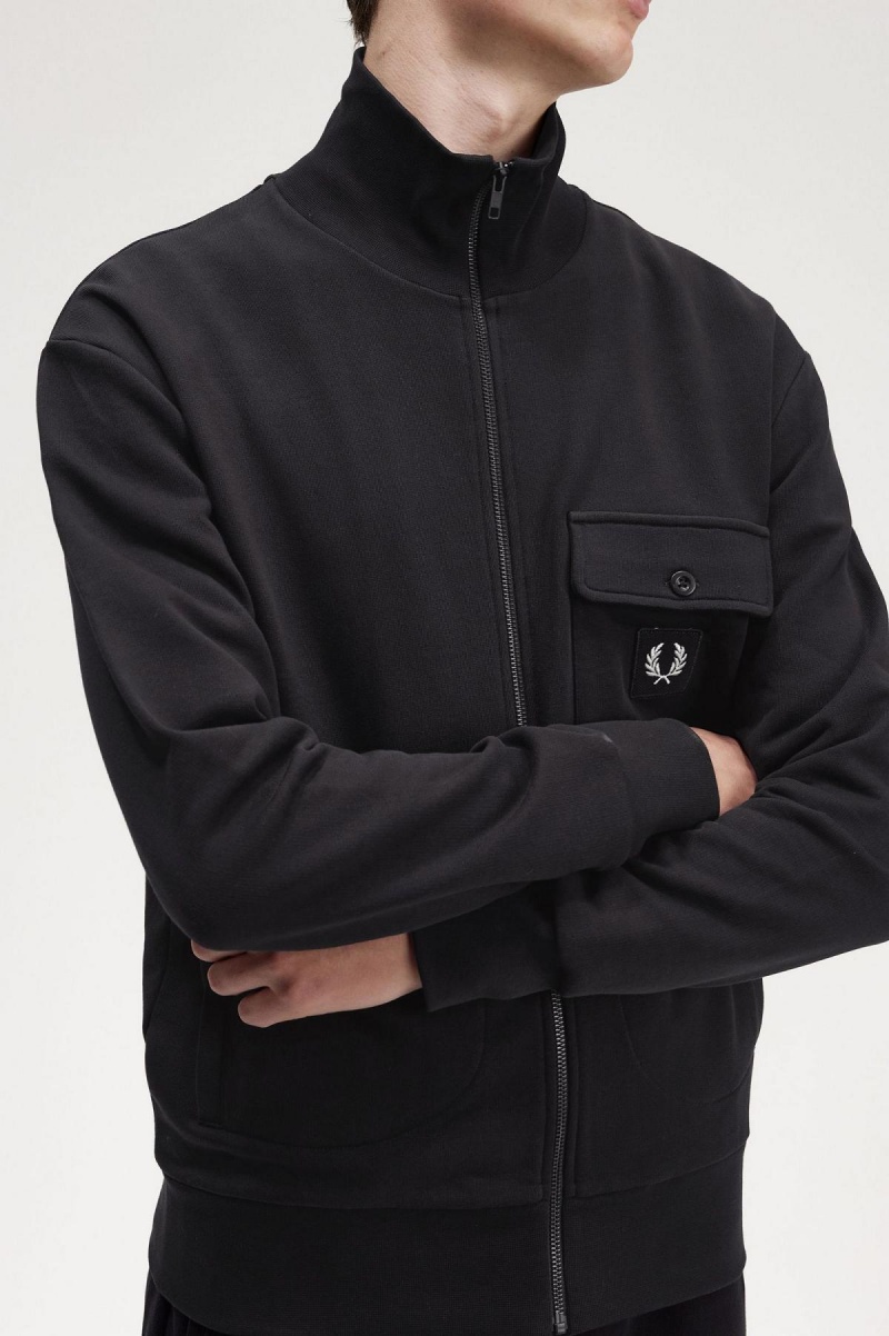 Veste de Survêtement Fred Perry Funnel Neck Homme Noir | MFRHR72771