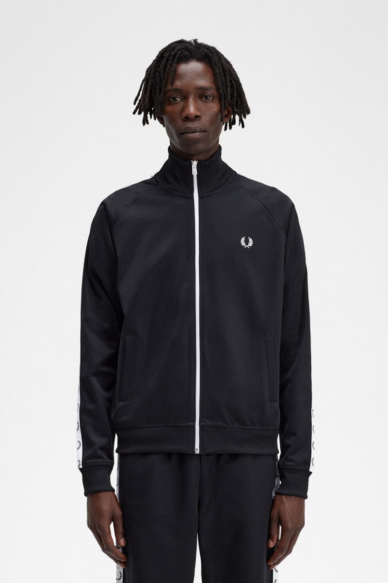 Veste de Survêtement Fred Perry Taped Homme Noir | FRXBR82680